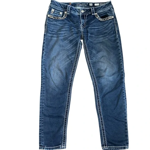 Miss Me Signature Ankle Skinny Jeans 29 Bling Pocket Mid Rise Stretch Y2K - Picture 4 of 10